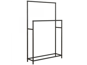 Porte serviettes sur pied sèche serviette 2 niveaux en métal pour la salle de bain,dim. 66lx20px110hcm,noir
