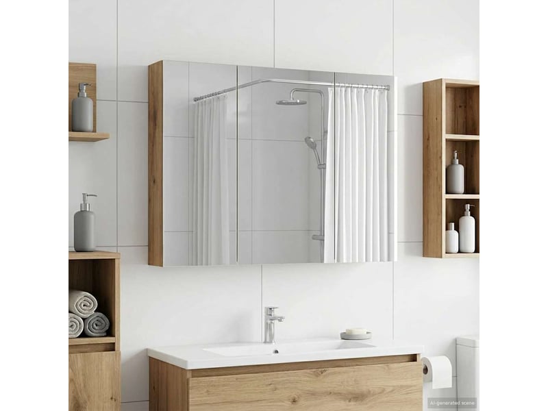  Amoire de salle de bain, meuble de salle de bain avec miroir chêne artisanal shl3644  - Conforama B