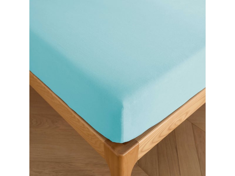  Drap housse 160x200+35 cm lin métis aqua PD25535 - Conforama B