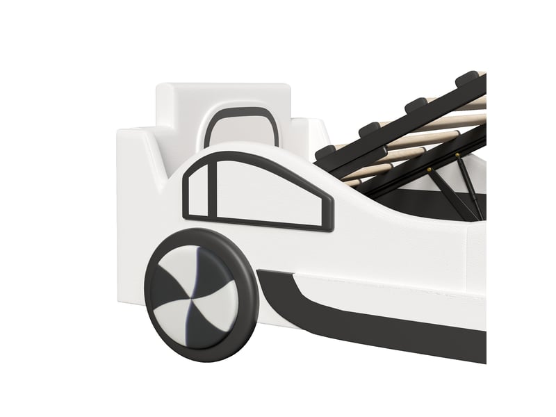 Lit voiture enfant 90 × 200 cm avec coffre hydraulique, blanc Fay Lum - Conforama E