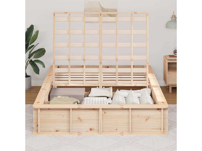  Lit double- lit adulte -  cadre de lit marron 135 x 190 cm bois de pin massif  - Conforama B