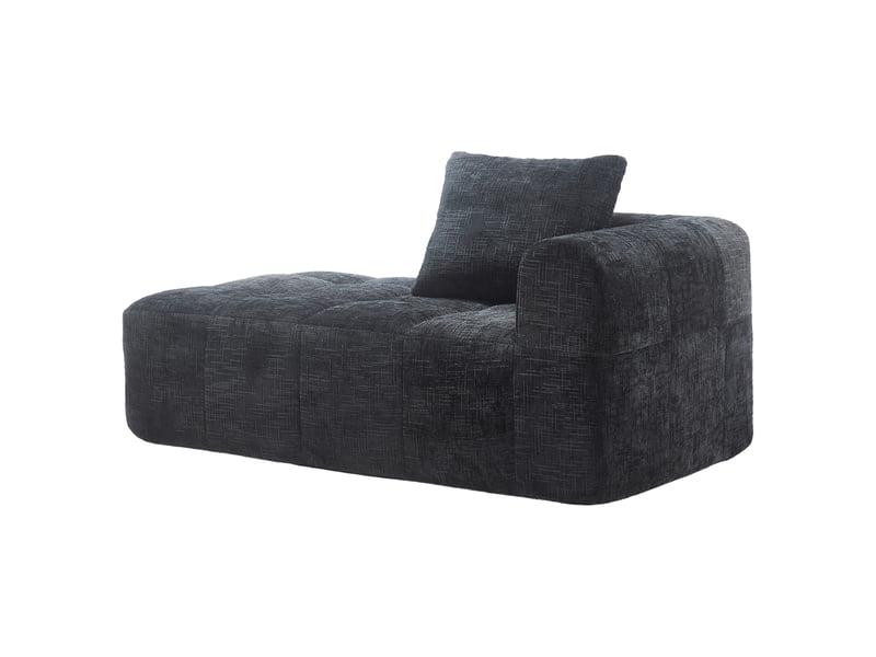  Canapé de salon, canapé moderne, avec méridienne, sans montage, poches latérales, noir  - Conforama B
