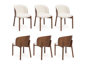 Lot de 4 chaises de salle à manger 57x49x74 cm, style moderne, placage frêne, pour salle à manger, bois et lin, marron