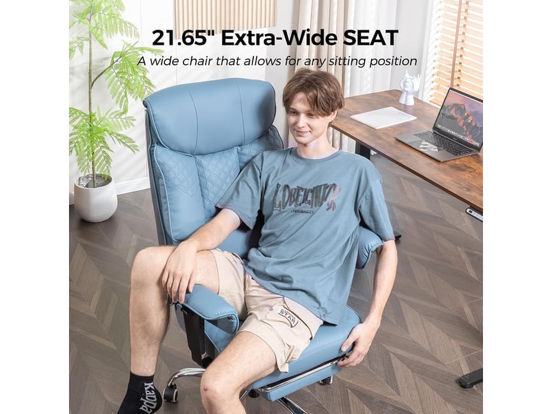 Gtplayer chaise de jeu pour personnes de forte corpulence avec assise 3d, repose-pieds, pu, 180kg - bleu clair CH810-LAKE BLUE - Conforama D