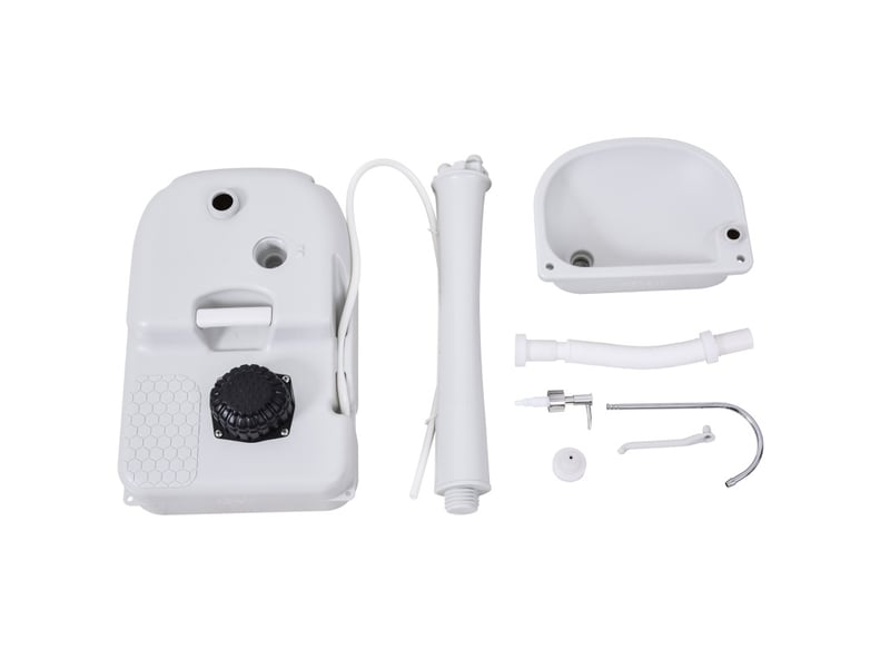  Lavabo mobile 51 x 33,5 x 103 cm blanc en hdpe, pompe à pied, roulettes et réservoir de 17 l  - Conforama E