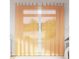 Lot de 2 rideaux en voile, voilages avec boucles orange 140x245 cm cf44310