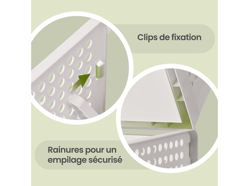  Organisateur d’armoire pliable, tiroir coulissant empilable, lot de 6, blanc  - Conforama E