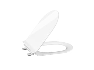 Abattant wc duroplast uf forme d court blanc, soft-close, quick-release, charnières inox réglables, design ultrafin double couche