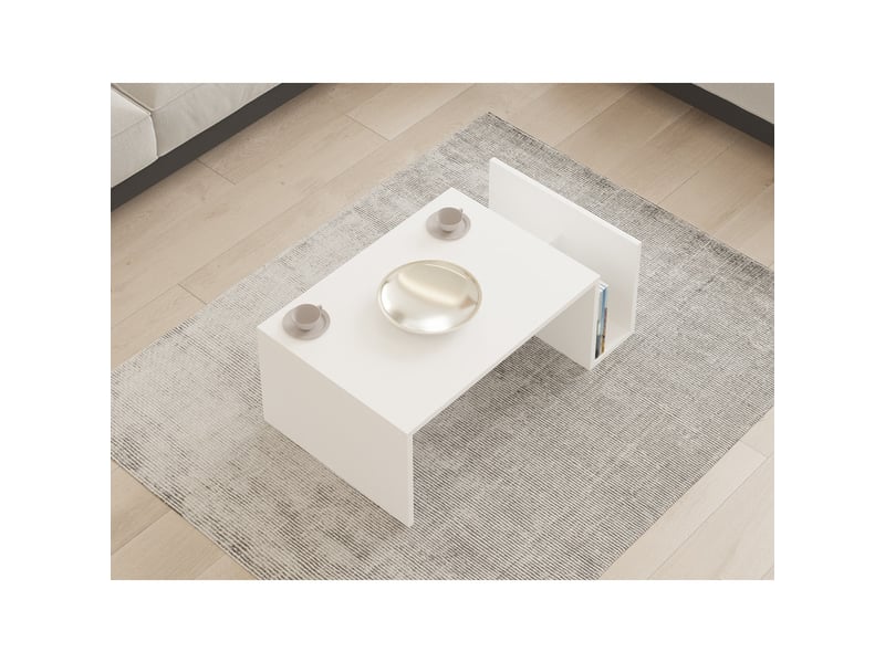  Table basse mdf blanc - l86,8 x h32,4 x p50 cm - design moderne  - Conforama D