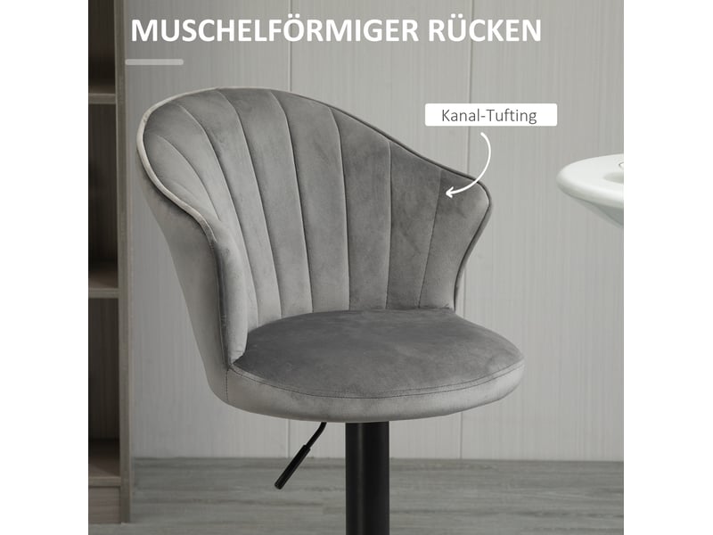  Tabourets de bar lot de 2 pivotants réglables en hauteur avec dossier et repose-pieds en tissu gris  - Conforama E