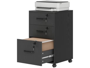 Caisson de bureau mobile 3 tiroirs verrouillables sur roulettes noir 40 x 40 x 69,5 cm