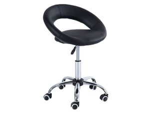 Tabouret à roulettes réglable en hauteur avec dossier ergonomique - lpospi - pivotant 360°, simili cuir noir