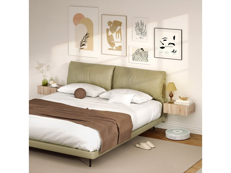  Lot de 2 tables de chevet murales, tables de nuit suspendues avec tiroir coulissant, chêne, 40 x 30 x 15 cm  - Conforama W