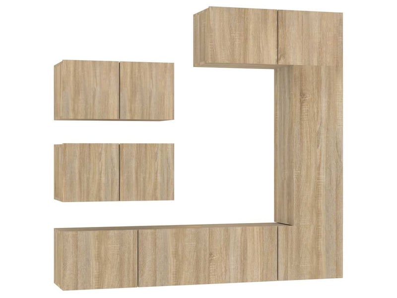  Ensemble de meubles tv - banc tv - meuble de rangement 6 pcs chêne sonoma bois d'ingénierie  - Conforama A