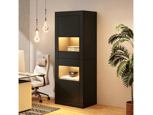 Vitrine coloris noir 3 étagère(s) <strong>DESMIU</strong> <strong></strong> - 61 cmx162 cm
