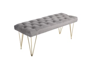 Banc capitonné, pianochaussureslit, velours, chambresaloncouloir, gris métal, 116x44,5x49 cm.