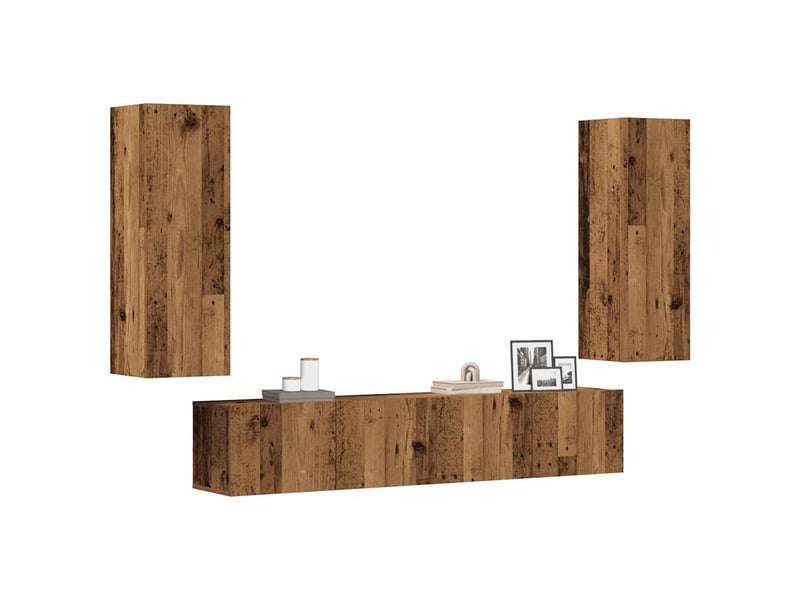  Lot de 4 meuble tv mural, meuble tv suspendu vieux bois bois d'ingénierie shl30066  - Conforama B