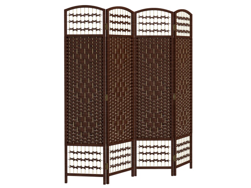  Paravent intérieur en bois séparateur de pièce cloison pliable 4 panneaux marron 160 x 170 cm  - Conforama B