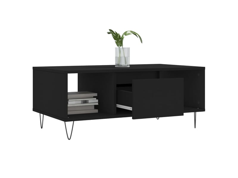  Table basse | table de salon noir 90x50x36,5 cm bois d'ingénierie shl7972  - Conforama D