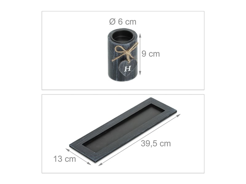  Porte-bougies déco avec plateau 4 bougeoirs pour une ambiance cosy moderne 40 x 12 x 8 cm en bois noir 13_0011899  - Conforama B