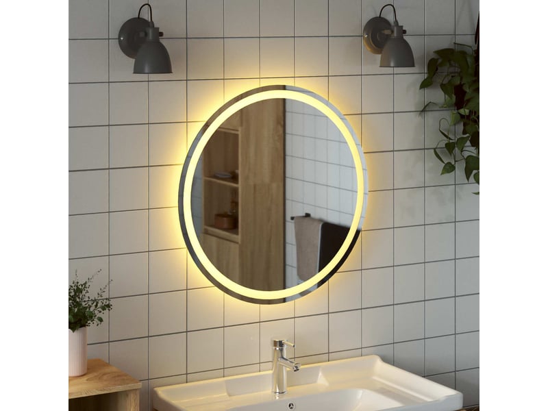  Miroir de salle de bain, miroir de toilette led transparent ø 70 cm verre trempé cf62639  - Conforama D
