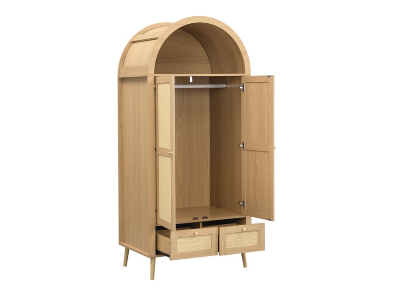  Armoire 2 portes 80 × 55 × 180 cm, niche arquée et 2 tiroirs, aspect chêne IKSETERA TRADING LTD - Conforama R