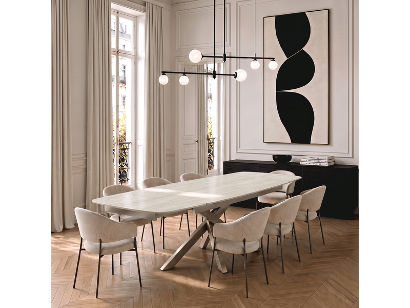  Table à manger extensible en céramique travertin travertin cast TE14TRAST - Conforama B