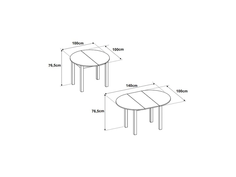  Table extensible liriteda, 6 places, 100x80x76h cm blanc Liriteda - Conforama C