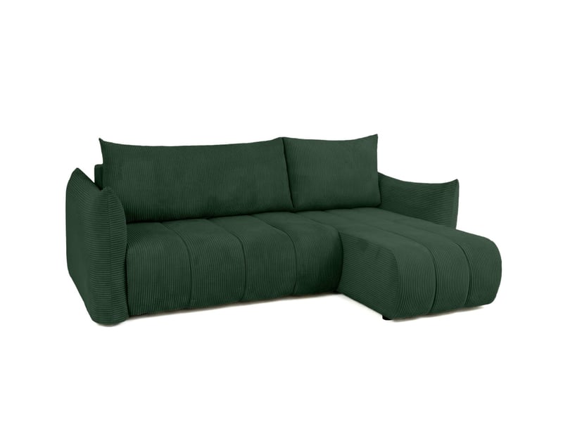  Canapé d'angle lysia mini réversible et convertible en velours côtelé - vert foncé LYSIA - Conforama E