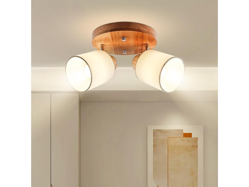  Plafonnier en bois 2 spots – spot de plafond orientable led, base e14  - Conforama B