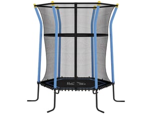 Trampoline pour enfant 1,22 x 1,11 x 1,9 m filet de sécurité porte zippée 6 poteaux rembourrés inclus bleu noir
