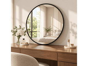 Miroir de salle de bain coloris noir <strong>NAHILIMI</strong> <strong></strong> - 75 cm x 75 cm