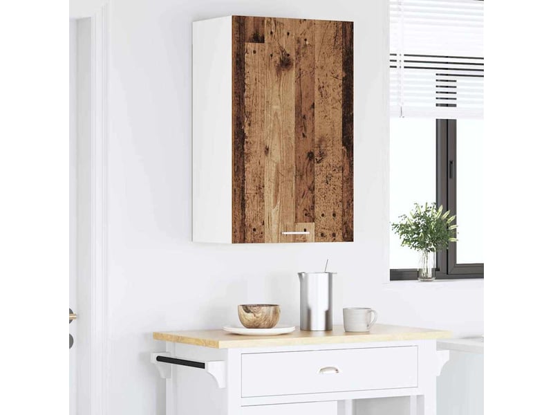  Meuble de rangement cuisine, armoire suspendue bois ancien et blanc 50x31x80cm  - Conforama D