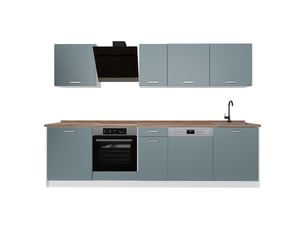 Vicco cuisine, bleu-grisblanc, 280cm sans plan de travail