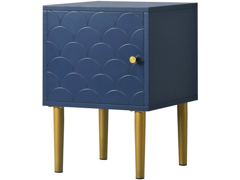  Table de chevet bleu marine 35x35cm, table d'appoint pour canapé avec porte. Matelas non inclus.  - Conforama A