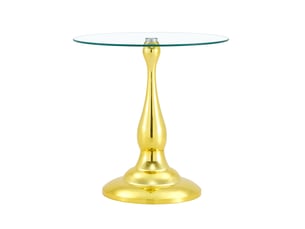 Table basse ronde avec plateau en verre trempé et base antidérapante, en métal doré, pour salon, diamètre 50 cm