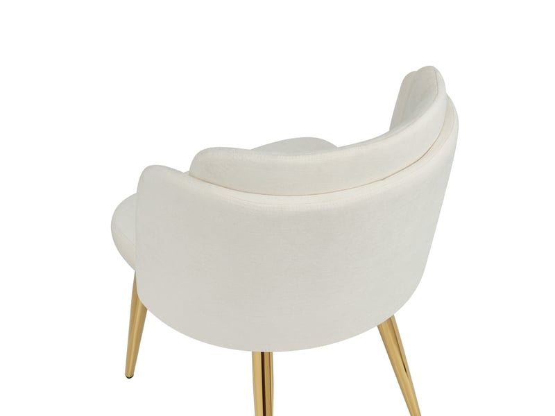  Lot de 6 chaises de salle à manger, moderne, dossier incurvé, assise large, métal doré, blanc  - Conforama R