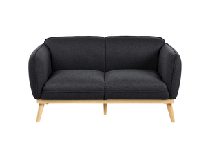 Canapé droit fixe 2 places Tissu noir avec coffre de rangement