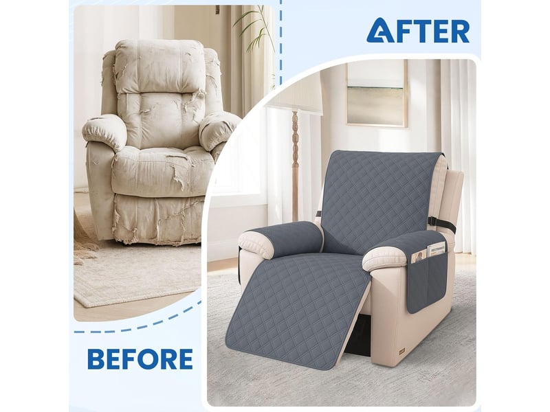  Housse imperméable pour fauteuil inclinable – protection de canapé résistante aux taches – lavable – pour fauteuil de massage une place – gris foncé  - Conforama E