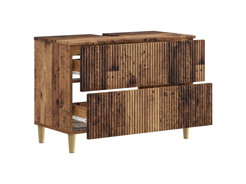 Meuble sous lavabo de salle de bain arnhem bois ancien cf64818 - Conforama C