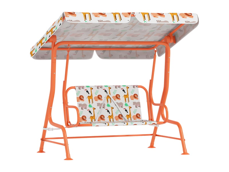  Balançoire enfant 2 places, 112 x 75 x 120 cm, orange  - Conforama A