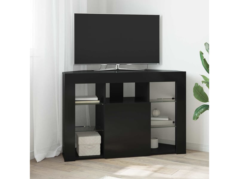  Meuble tv led d'angle 100x40x68cm noir bois d'ingénierie  - Conforama B
