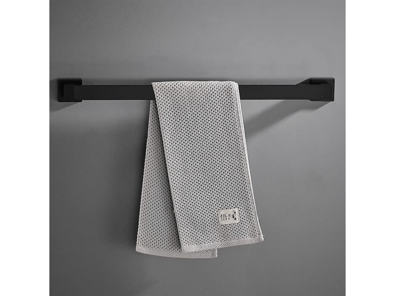  Porte-serviettes carré en aluminium space, fixation murale, tige simple, noir 60cm (double usage sans perforation et perforation)  - Conforama D