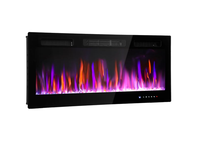  Cheminée électrique murale 9001800 w, effet flamme 12 couleurs, noire  - Conforama A