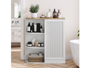 Meuble d'angle 68x25x76 cm, meuble salle de bain, 1 porte, design moderne et simple, rangement, mdf, blanc et chêne