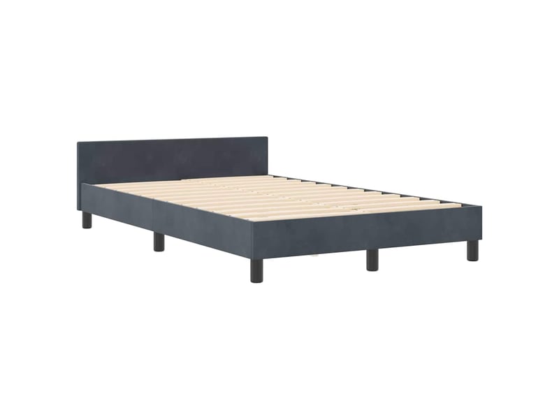  Lit double- lit adulte -  lit à ressorts avec tête de lit gris foncé 120 x 190 cm velours  - Conforama C