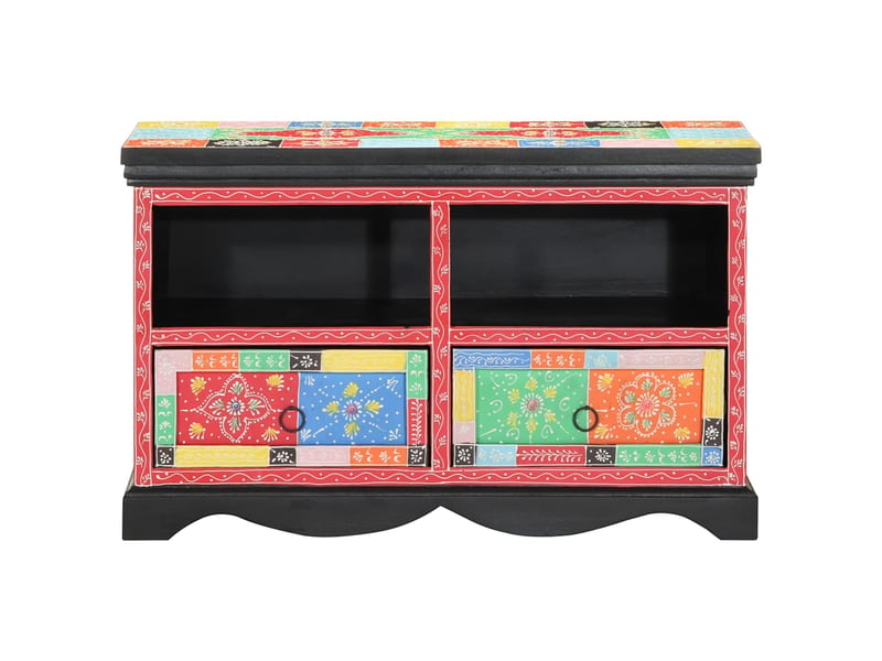  Meuble tv - banc tv - meuble de rangement 80 x 35 x 50 cm multicolore bois de mangue massif  - Conforama A