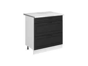 Vicco meuble cuisine, anthracite campagneblanc, 80cm avec 3 tiroirs plan de travail marbre