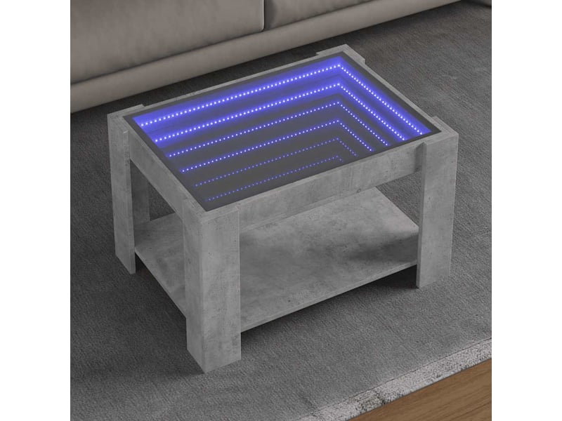  Table basse - table de salon - table à thé avec led gris béton 73x53x45 cm bois d'ingénierie  - Conforama B