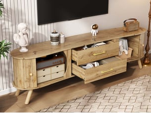 Meuble tv coloris naturel 160 cm <strong>LEYTN</strong> <strong></strong>